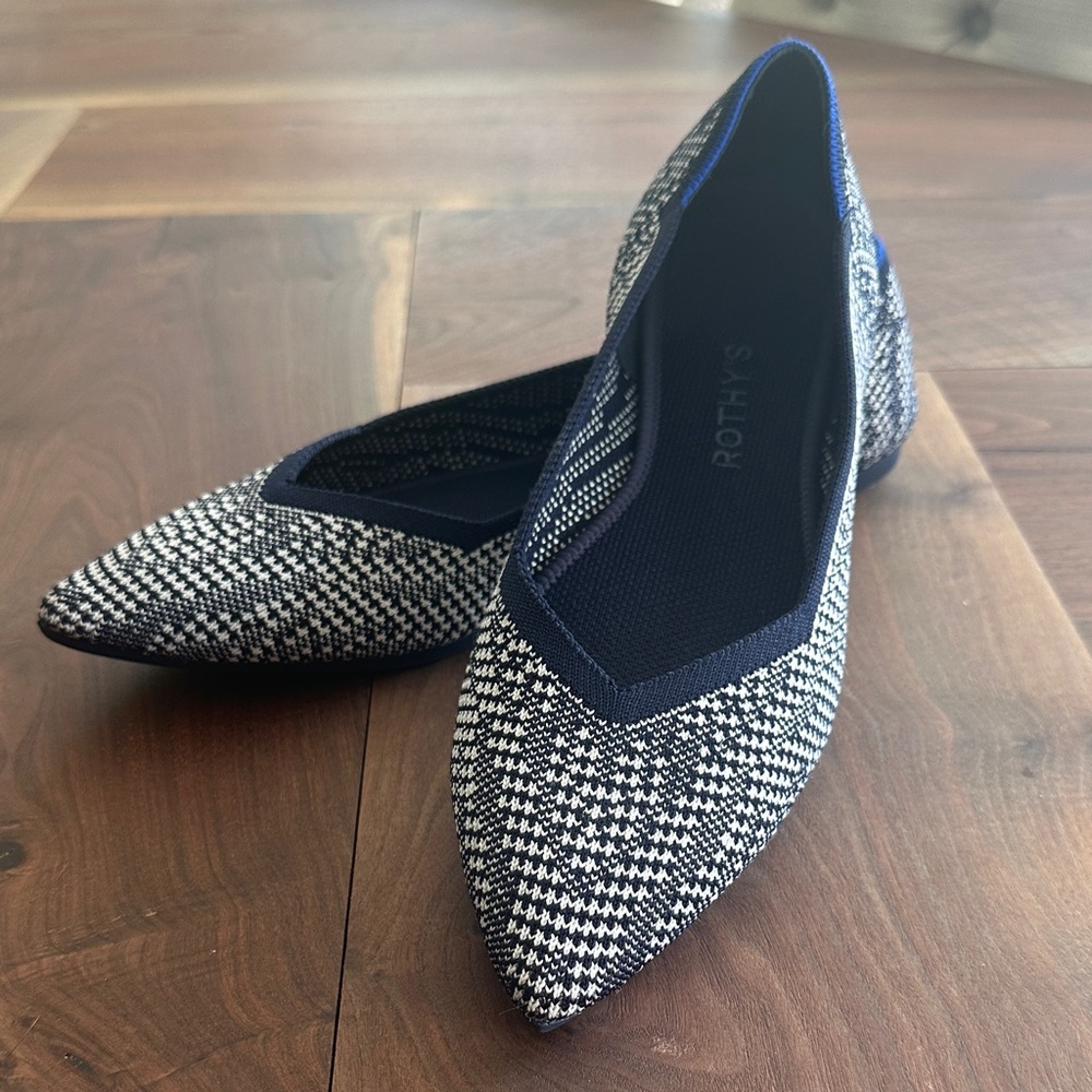 Rothy's Navy Houndstooth Patterned Flats - no longer sold online!
